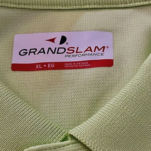 NWT Men’s Grand Slam Performance Off Course Golf Polo UPF 50 Neon Green Sz XL - Picture 6 of 16